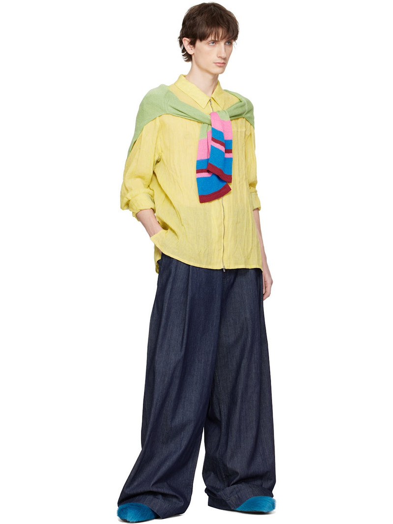 Marni Blue Long Hair Calfskin Fussbett Slip-on Loafers outlook
