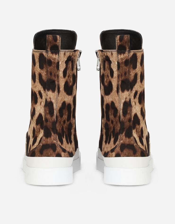 Cotton drill Portofino Light high-top sneakers with leopard print - 3