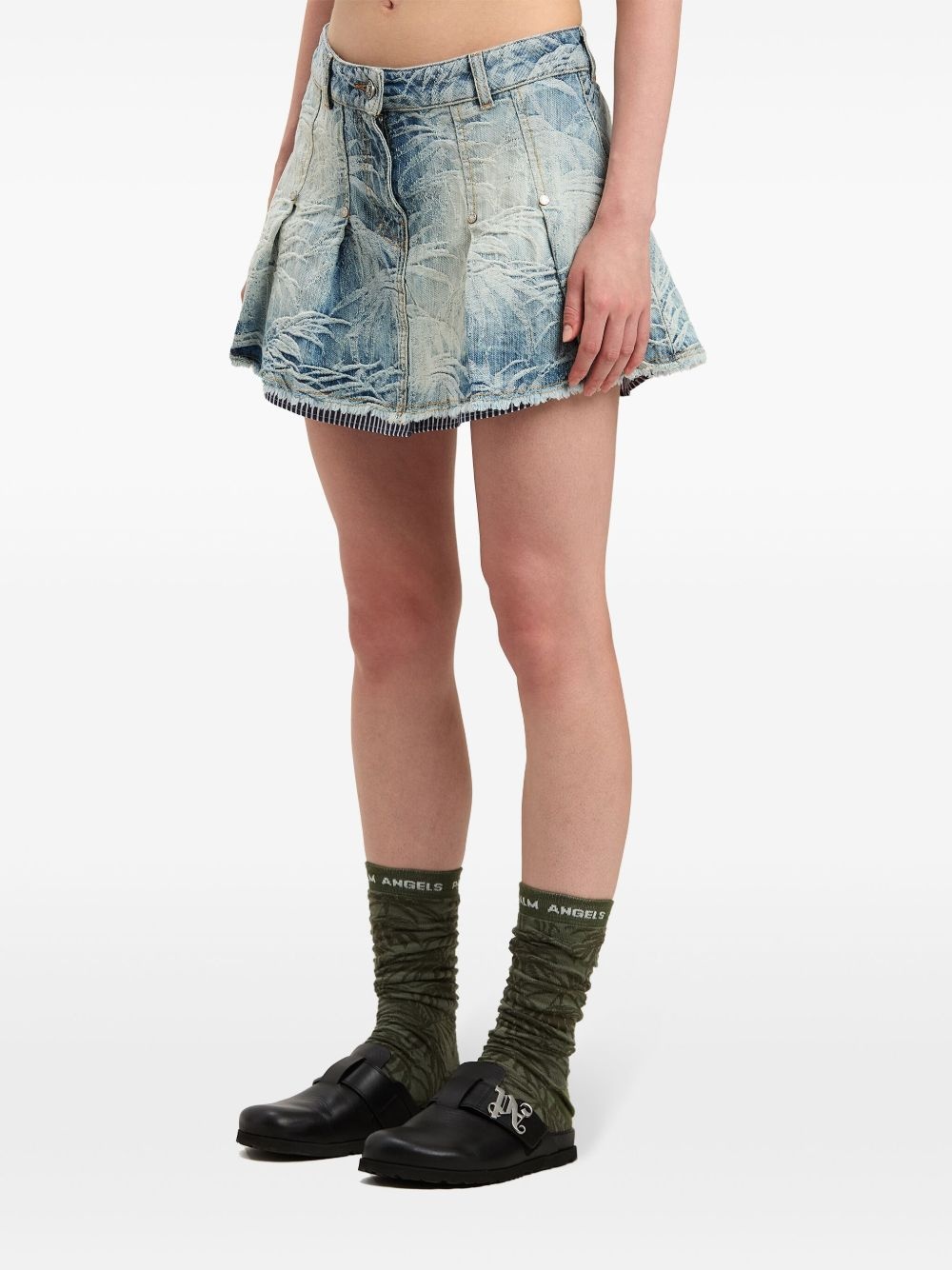 palms-jacquard pleated mini skirt - 4