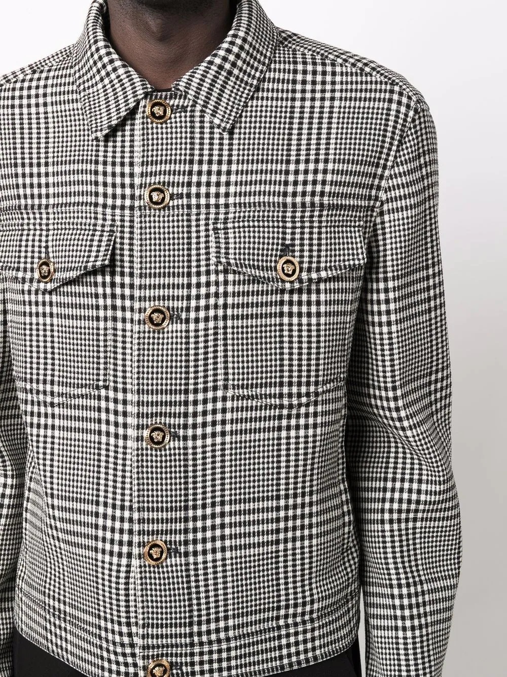 gingham check-pattern shirt jacket - 5