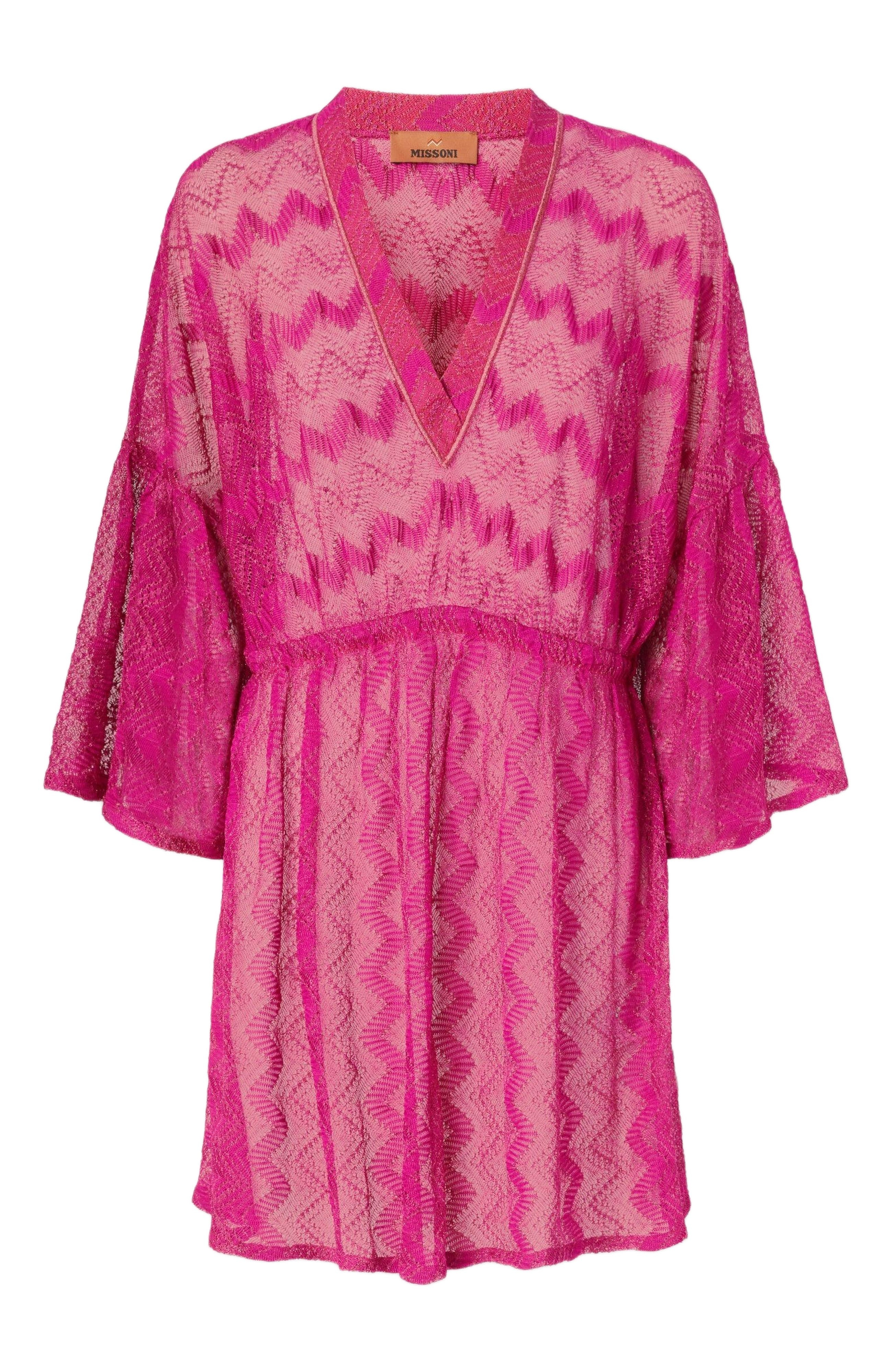 Missoni Cover-up Dress In Zig Zag Lamé Viscose With Wide Sleeves in Purple at Nordstrom - 2