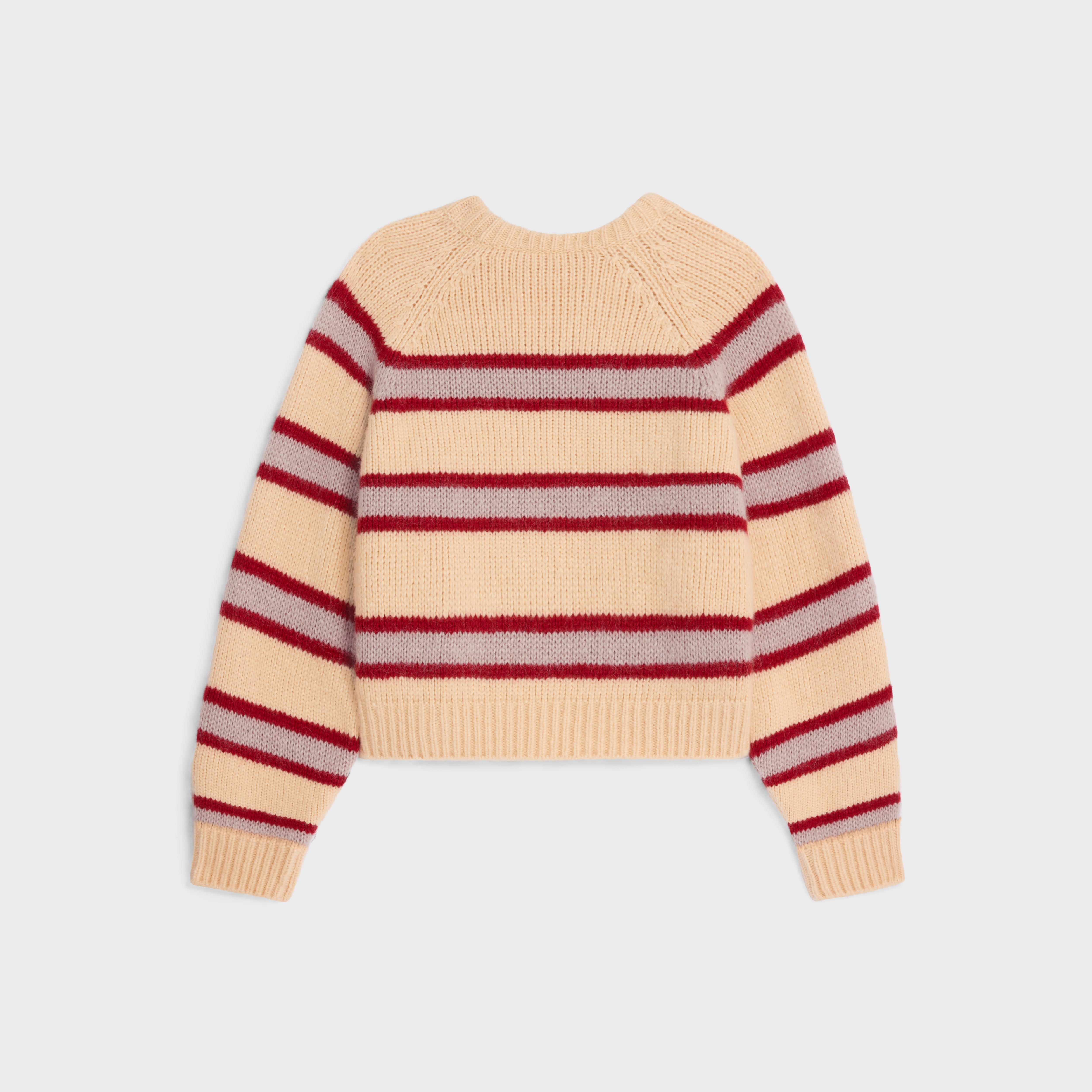 crew neck sweater in striped cashmere and wool - 2