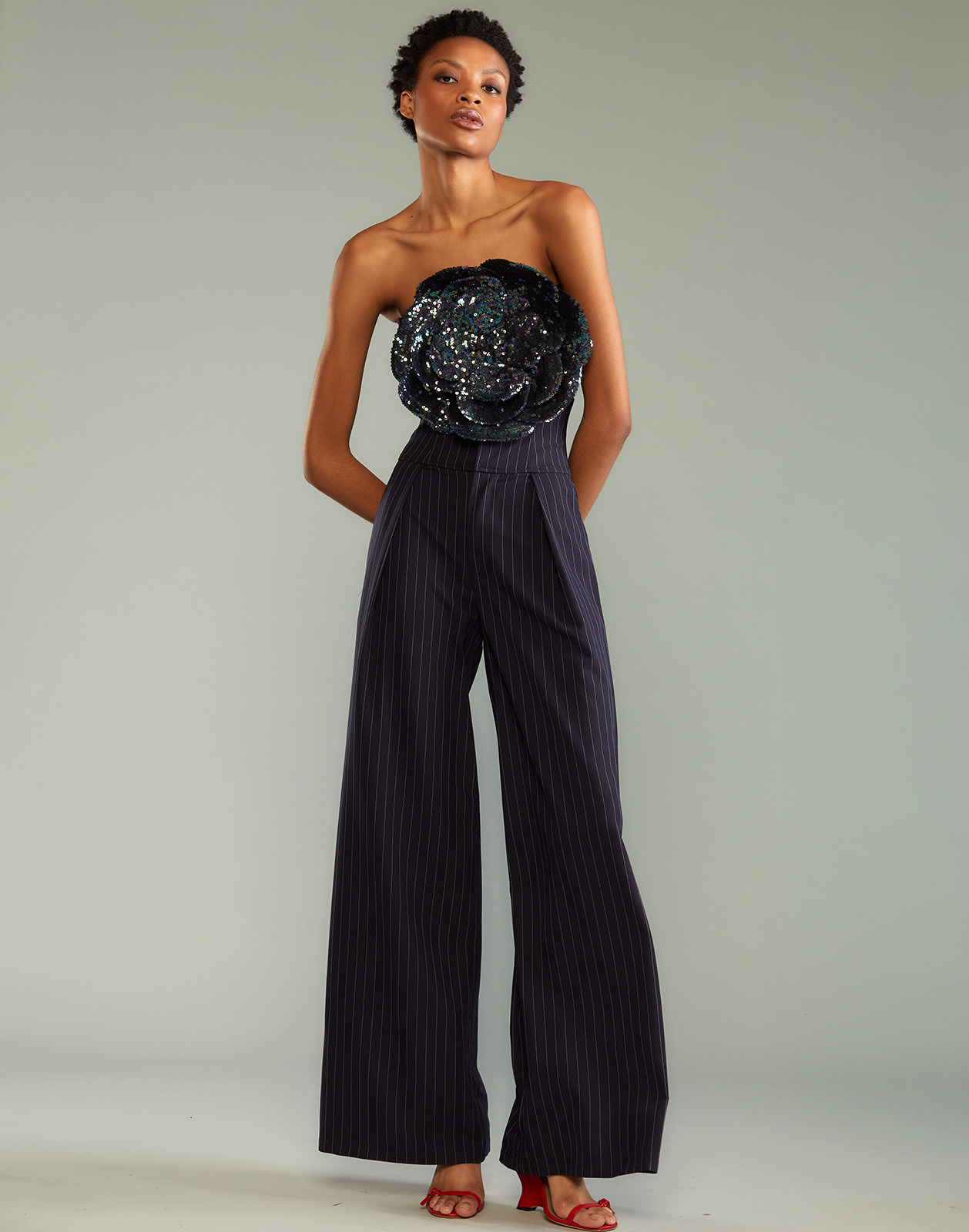 Pinstripe Corset Waist Pants - 6