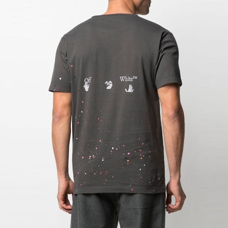 Off-White Vintage Paint Splatter Short-Sleeve Tee 'Magnet White' OMAA027S21JER0020601 - 3