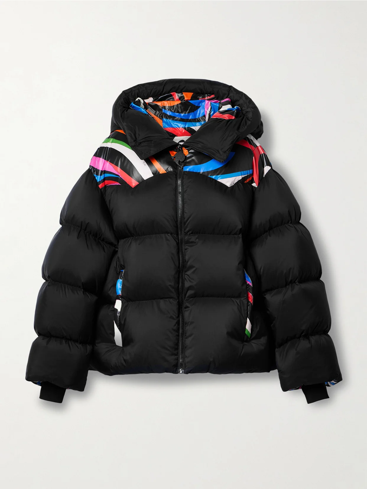 Hooded Printed Quilted Shell Down Jacket - 1