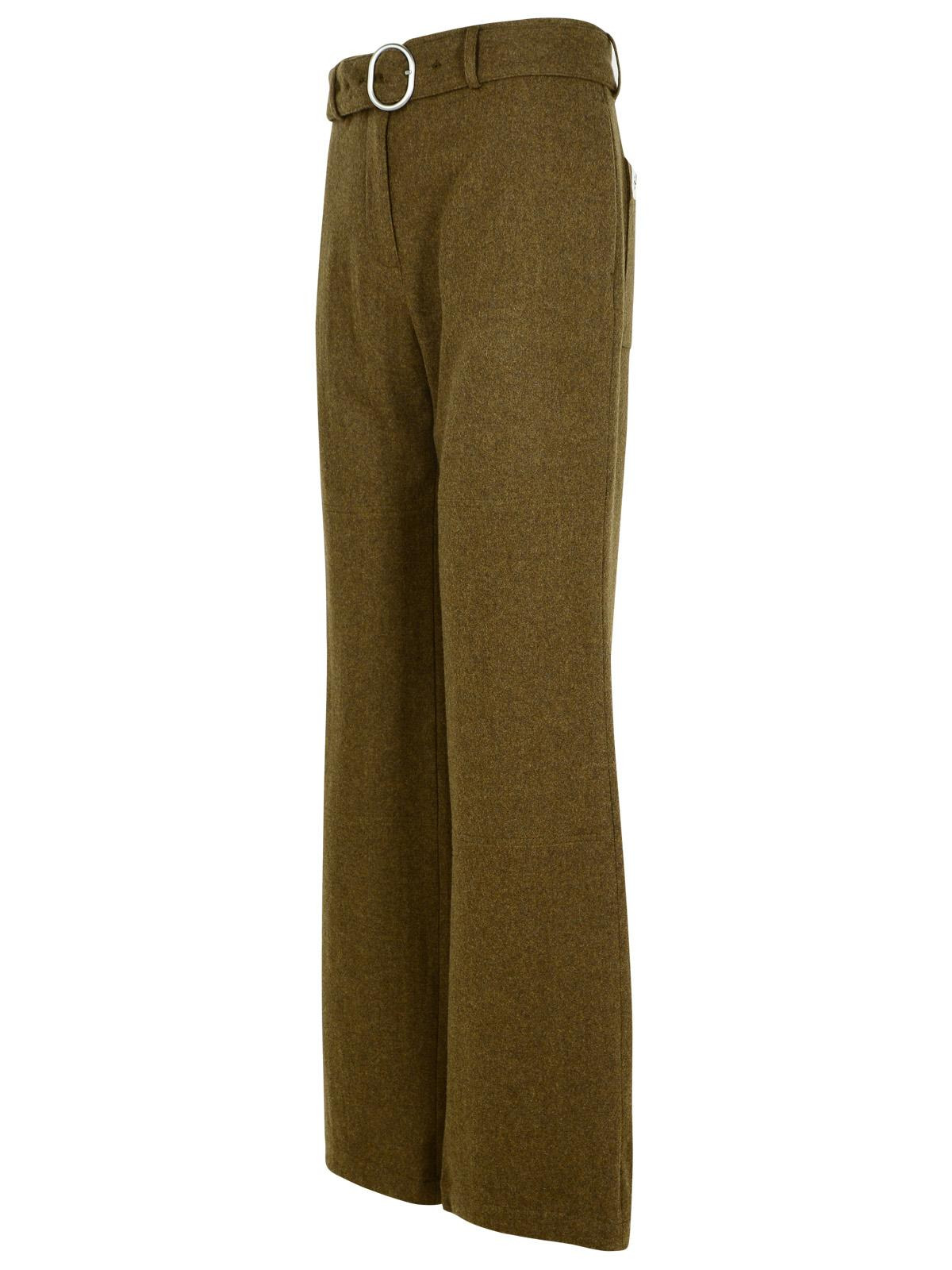 Jil Sander Green Wool Flannel Pants Women - 2