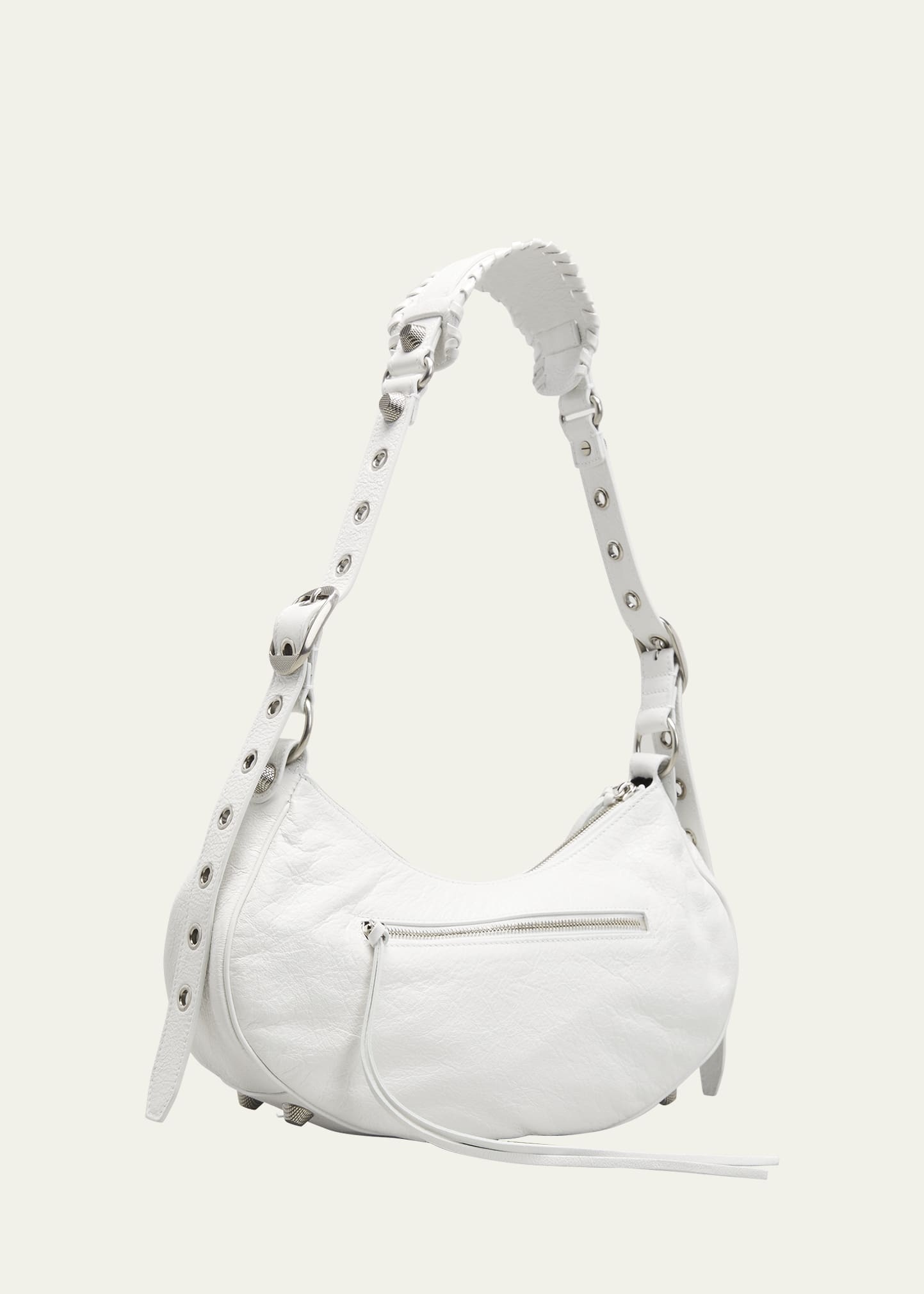 Cagole Studded Texture Leather Shoulder Bag - 3