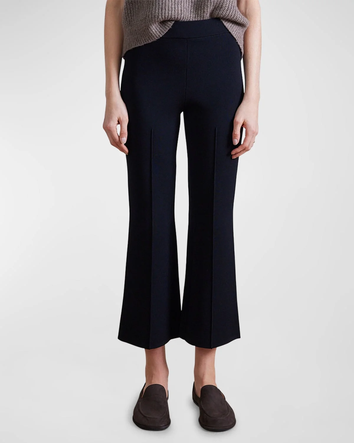 Rene Pintuck Cropped Flare-Leg Pants - 1