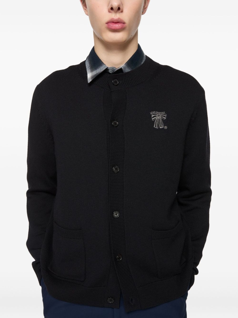 ribbed button-up cardigan - 4