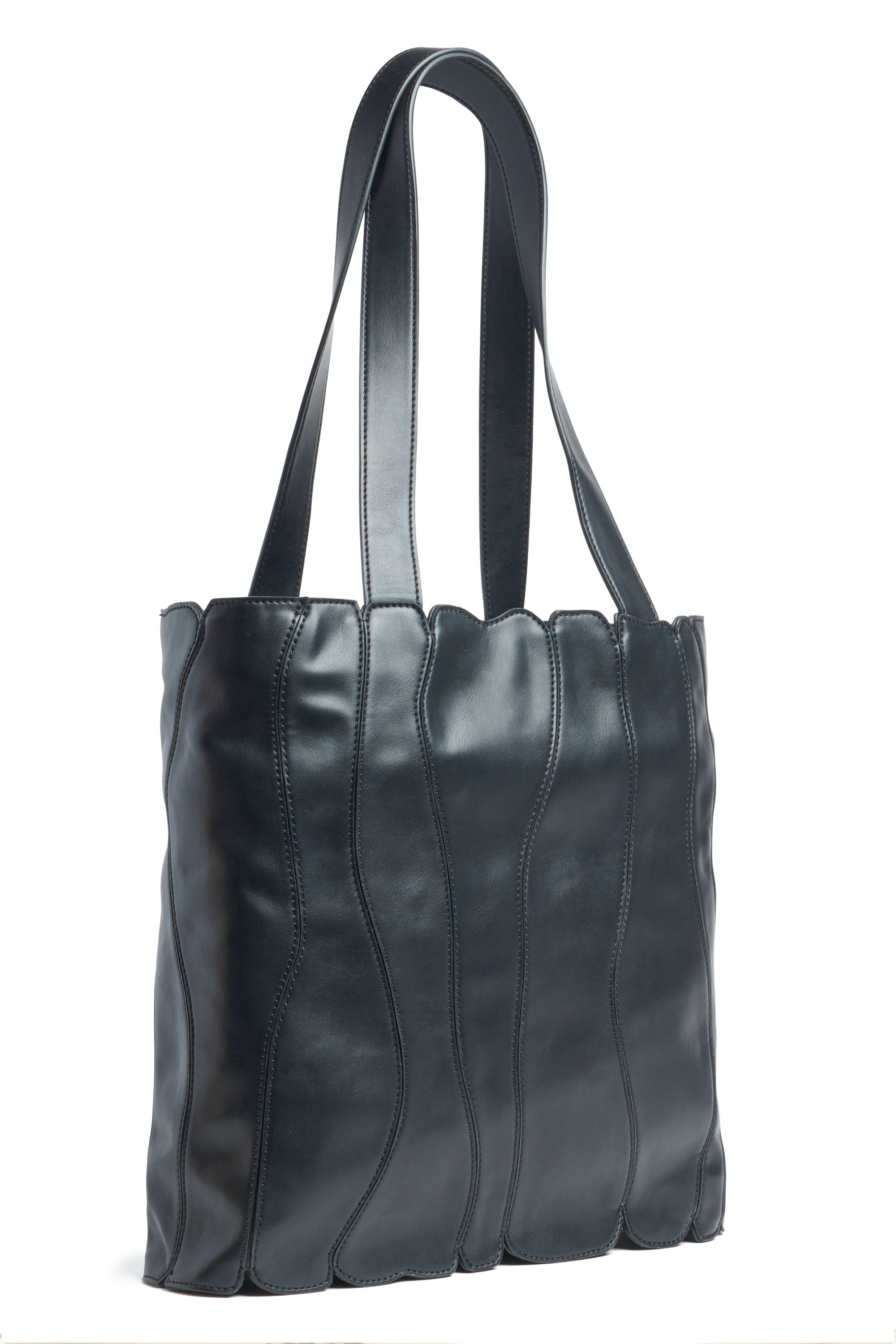 BLACK GRAPE FAUX LEATHER CATERPILLAR TOTE - 2