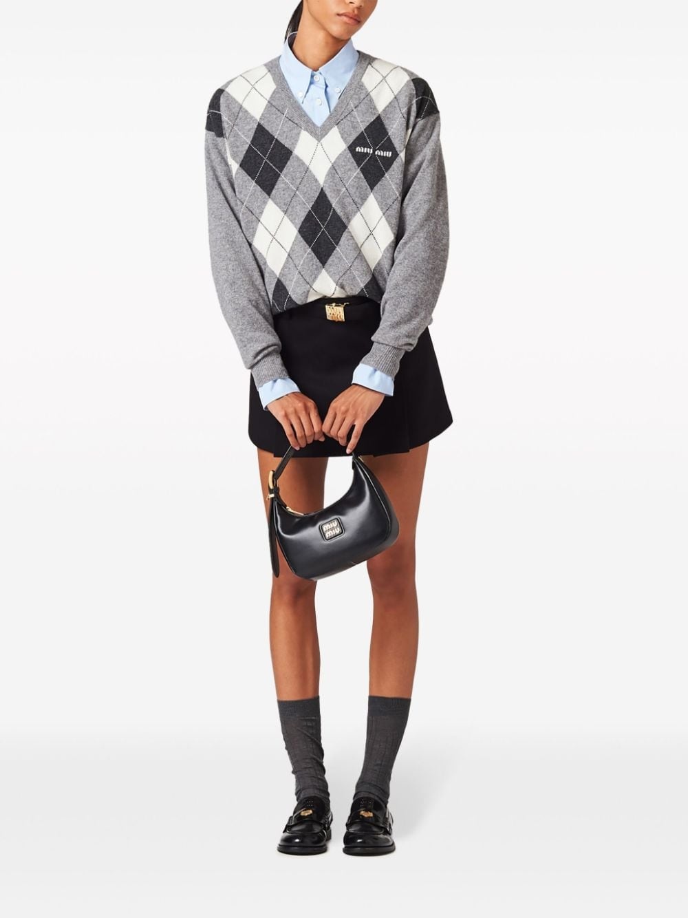 logo-plaque wool miniskirt - 2