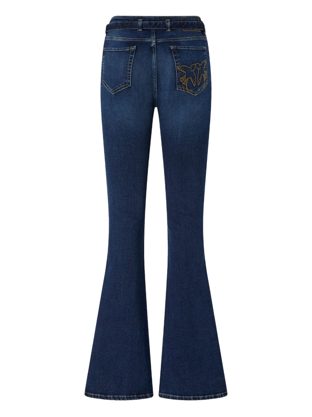 embroidered-belt flare jeans - 2