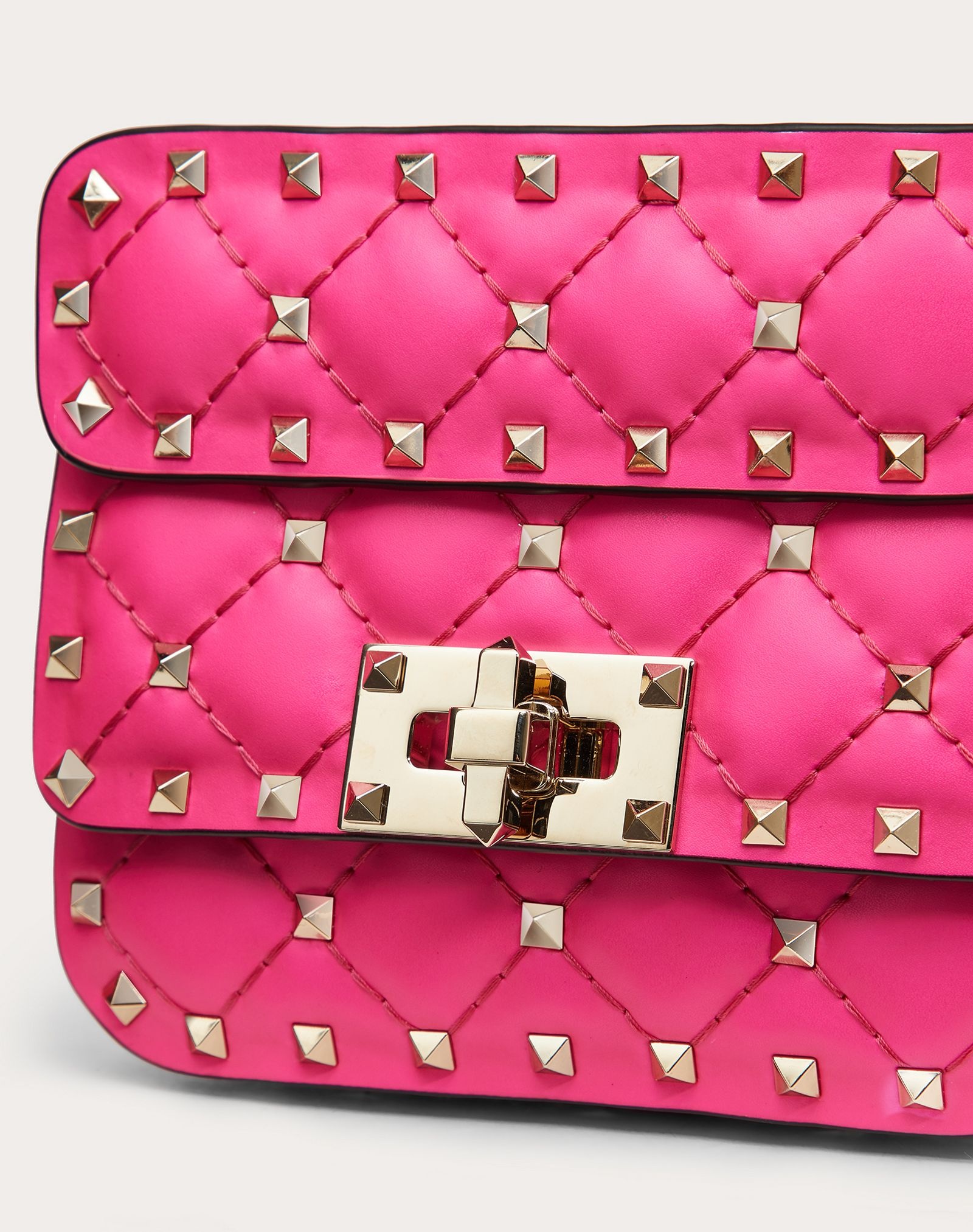 Micro Rockstud Spike fluo calfskin leather bag - 5