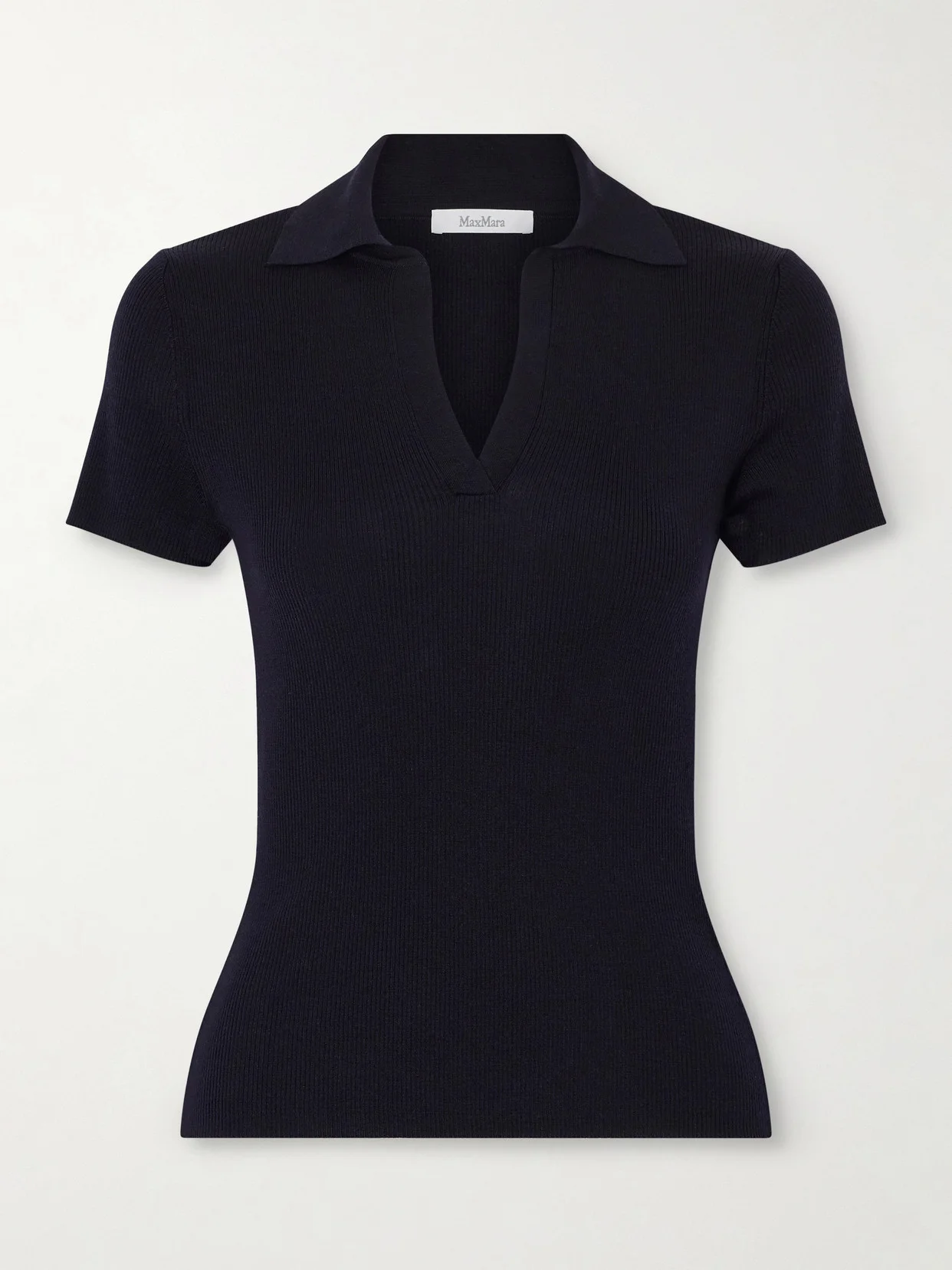 Ribbed Wool Polo Shirt - 1