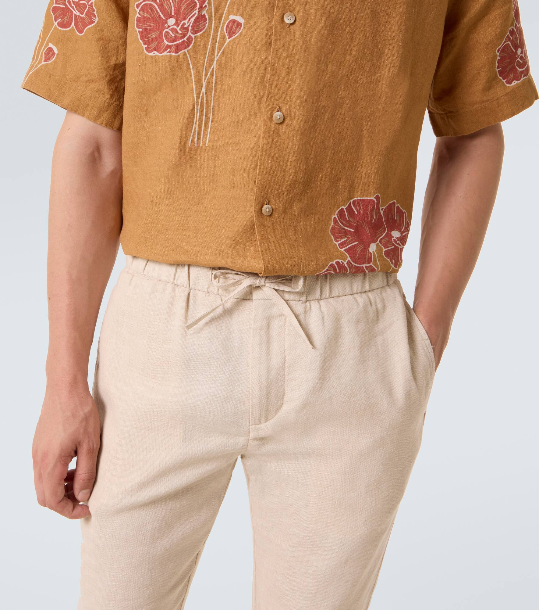 Oscar linen and cotton straight pants - 5