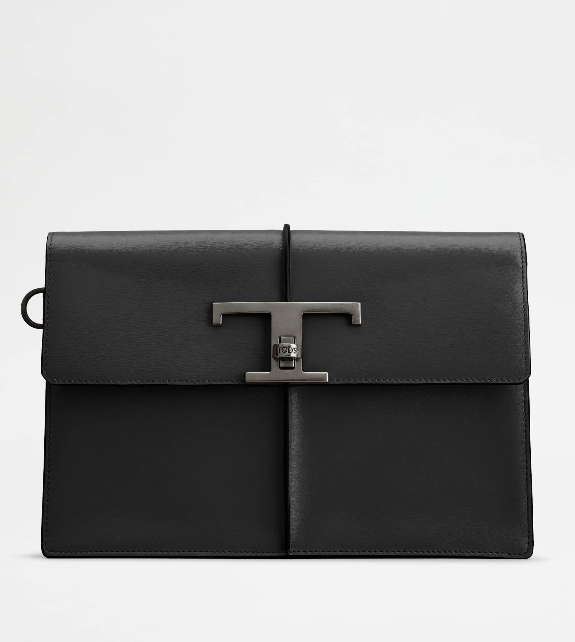 T TIMELESS CLUTCH BAG IN LEATHER - BLACK - 1