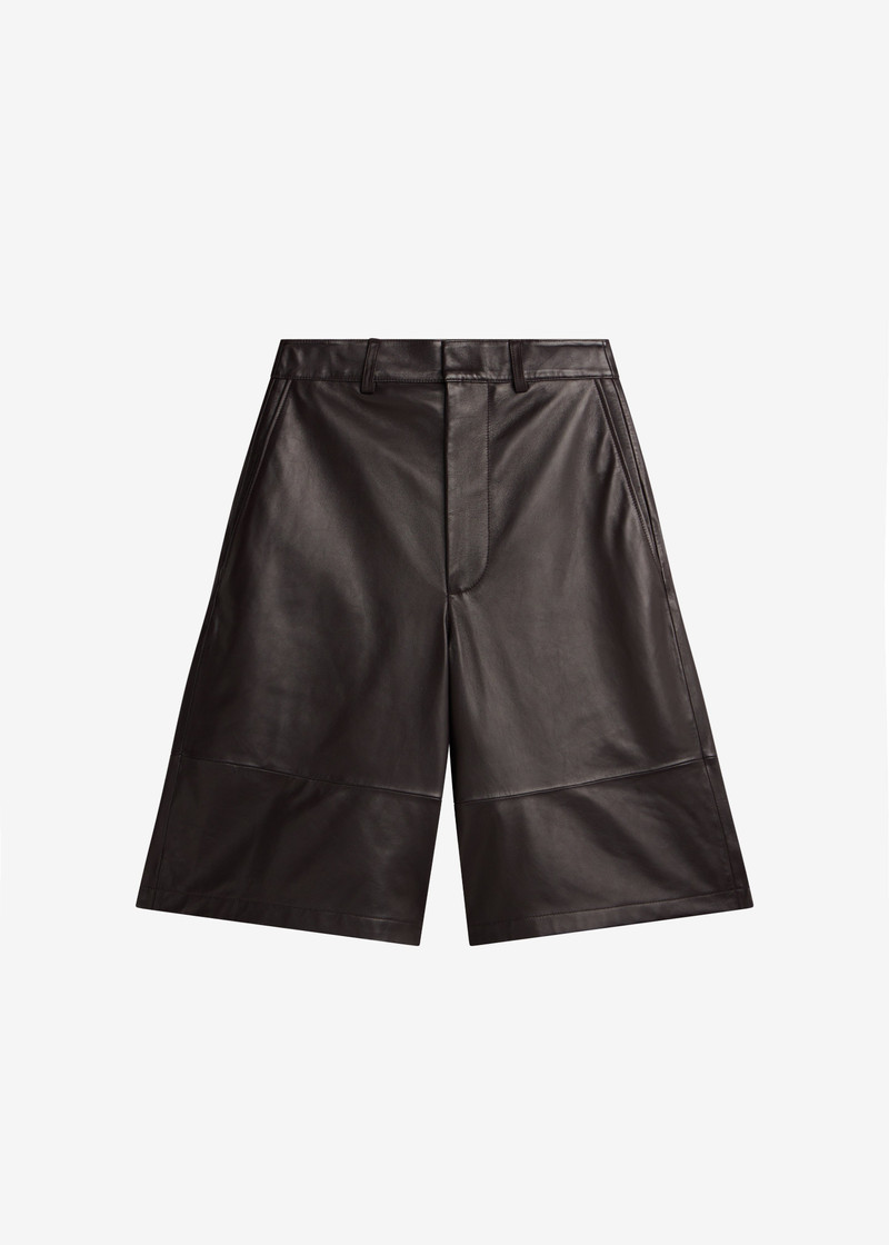 Olivia Leather Bermuda Shorts - Dark Brown - 1
