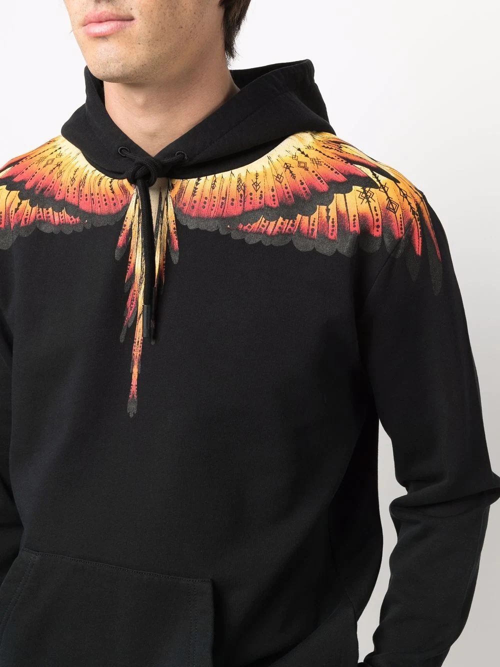 wings-print drawstring cotton hoodie - 5