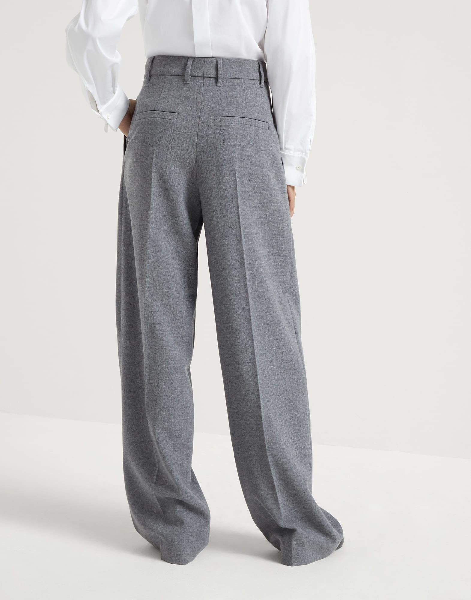 Virgin wool panama wide pleated trousers - 2