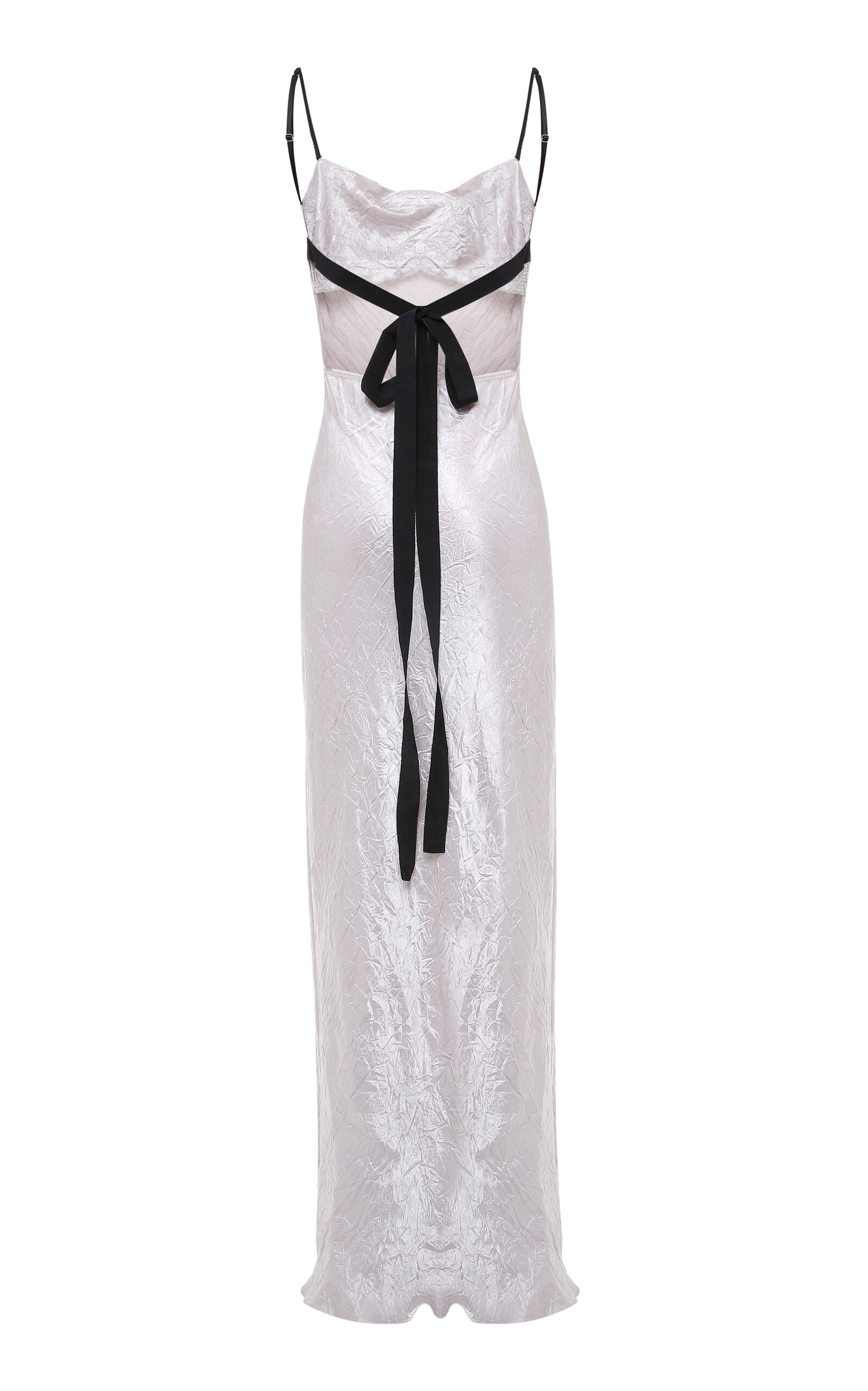 Lucie Crinkled Satin Maxi Dress silver - 6