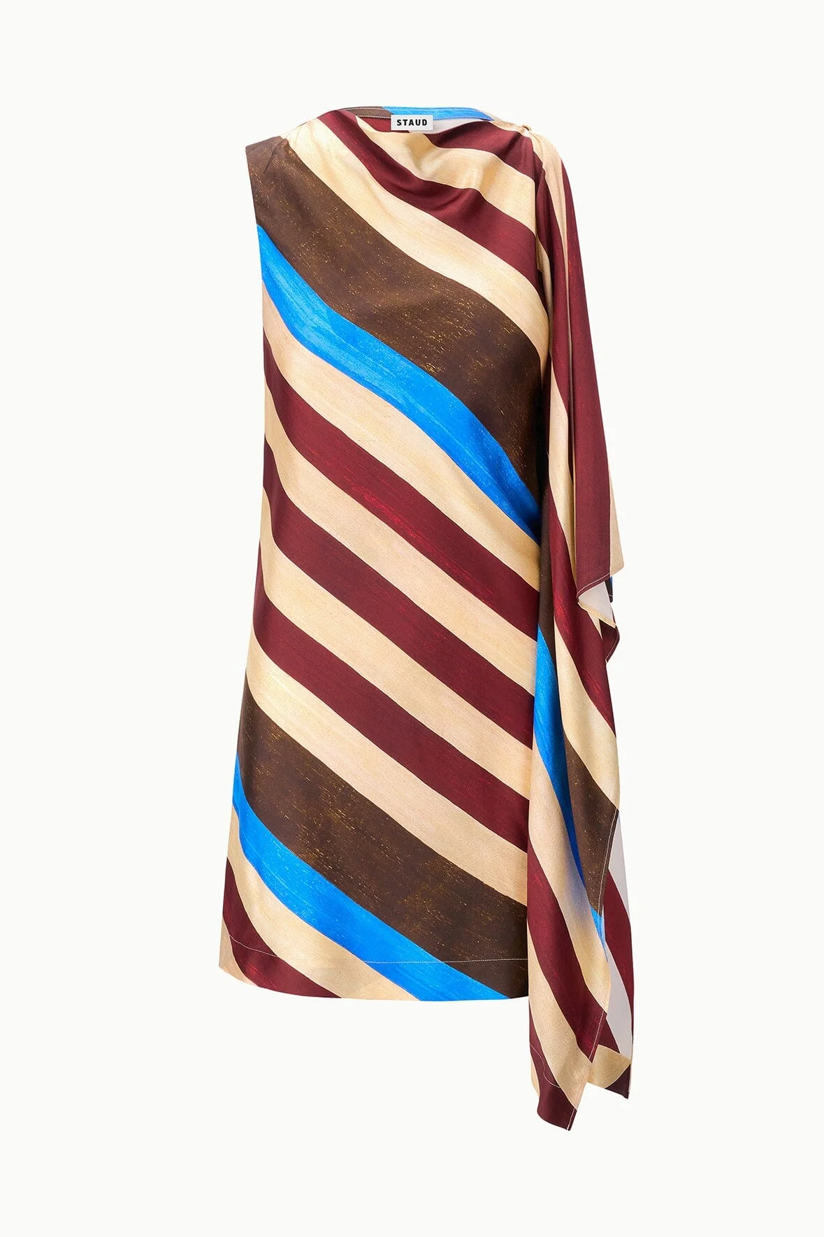 STAUD SABINA SILK DRESS CAFFE STRIPE - 1