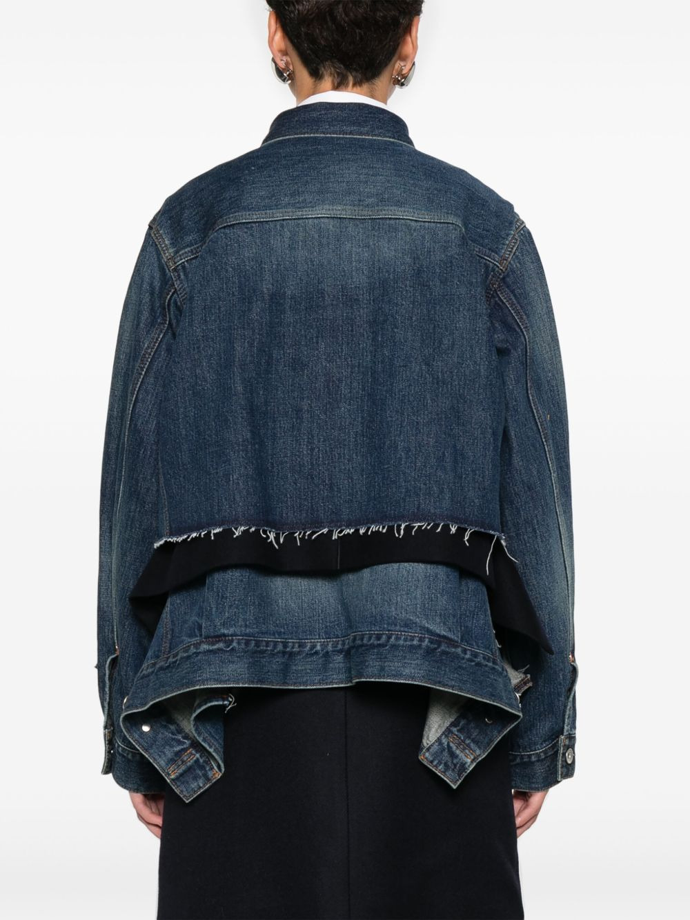 frayed denim jacket - 4