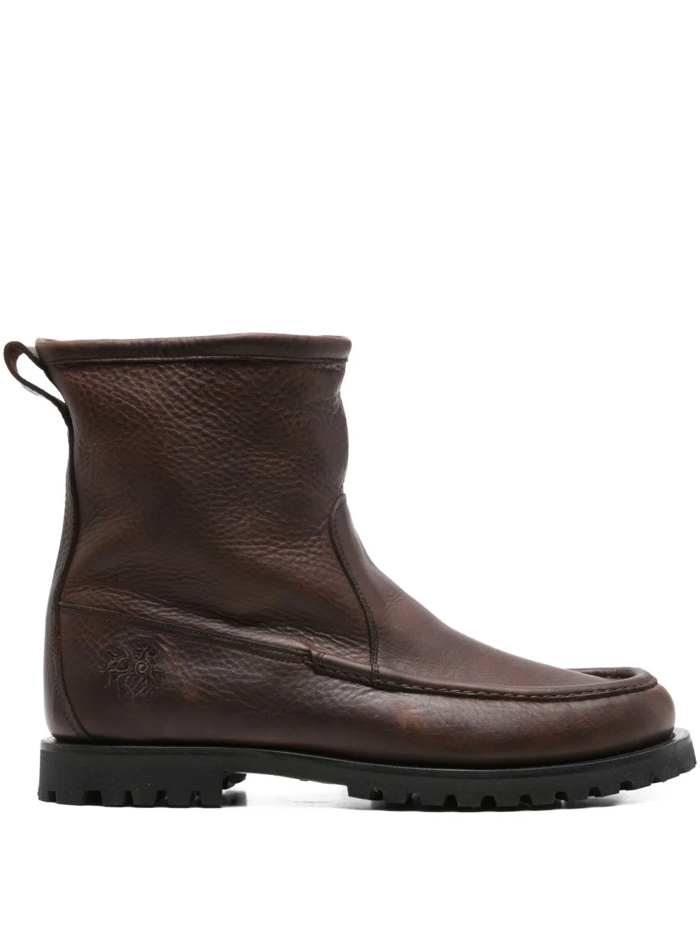 pull-tab leather boots - 1