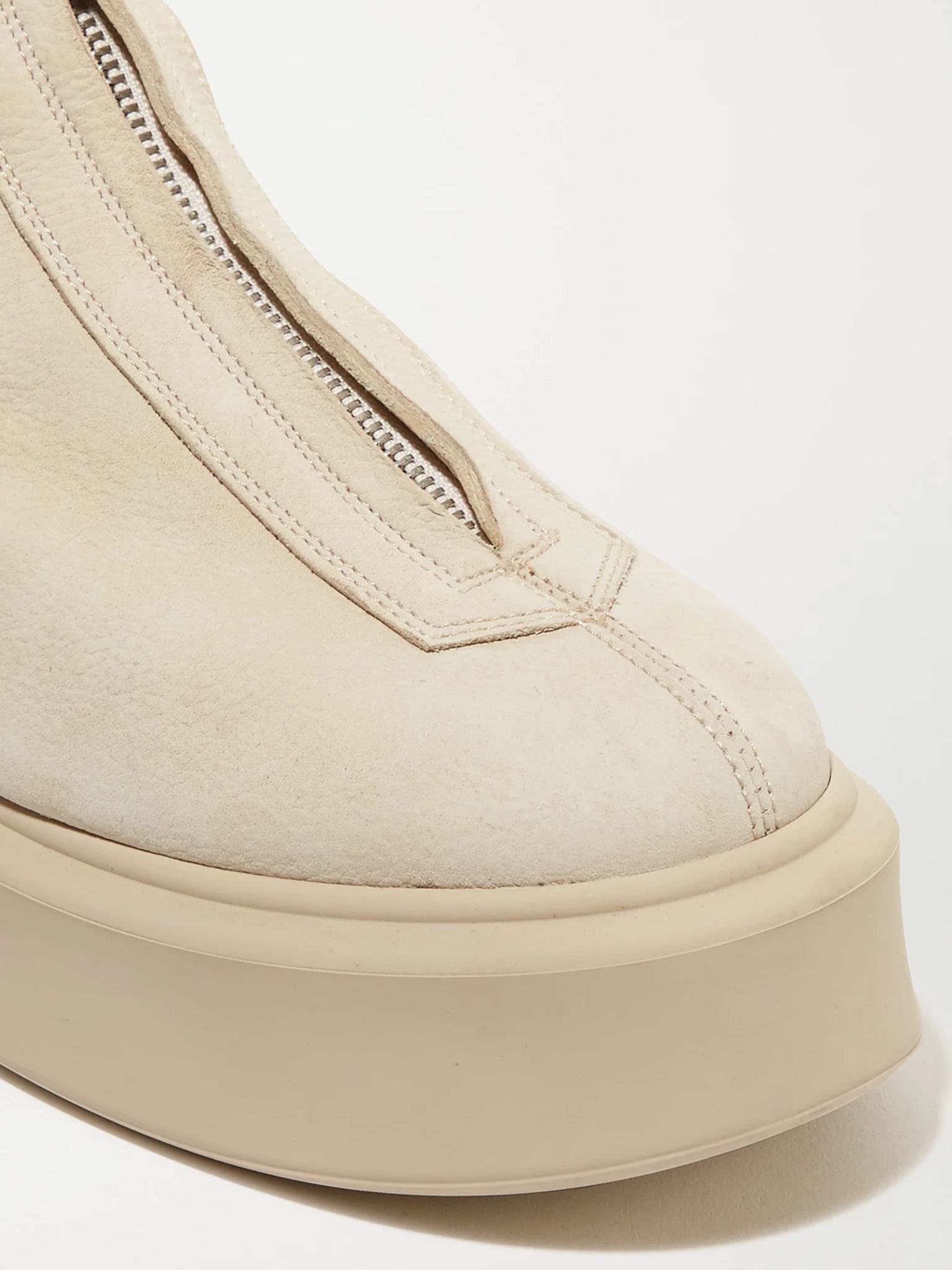 Textured-nubuck platform ankle boots Beige - 4