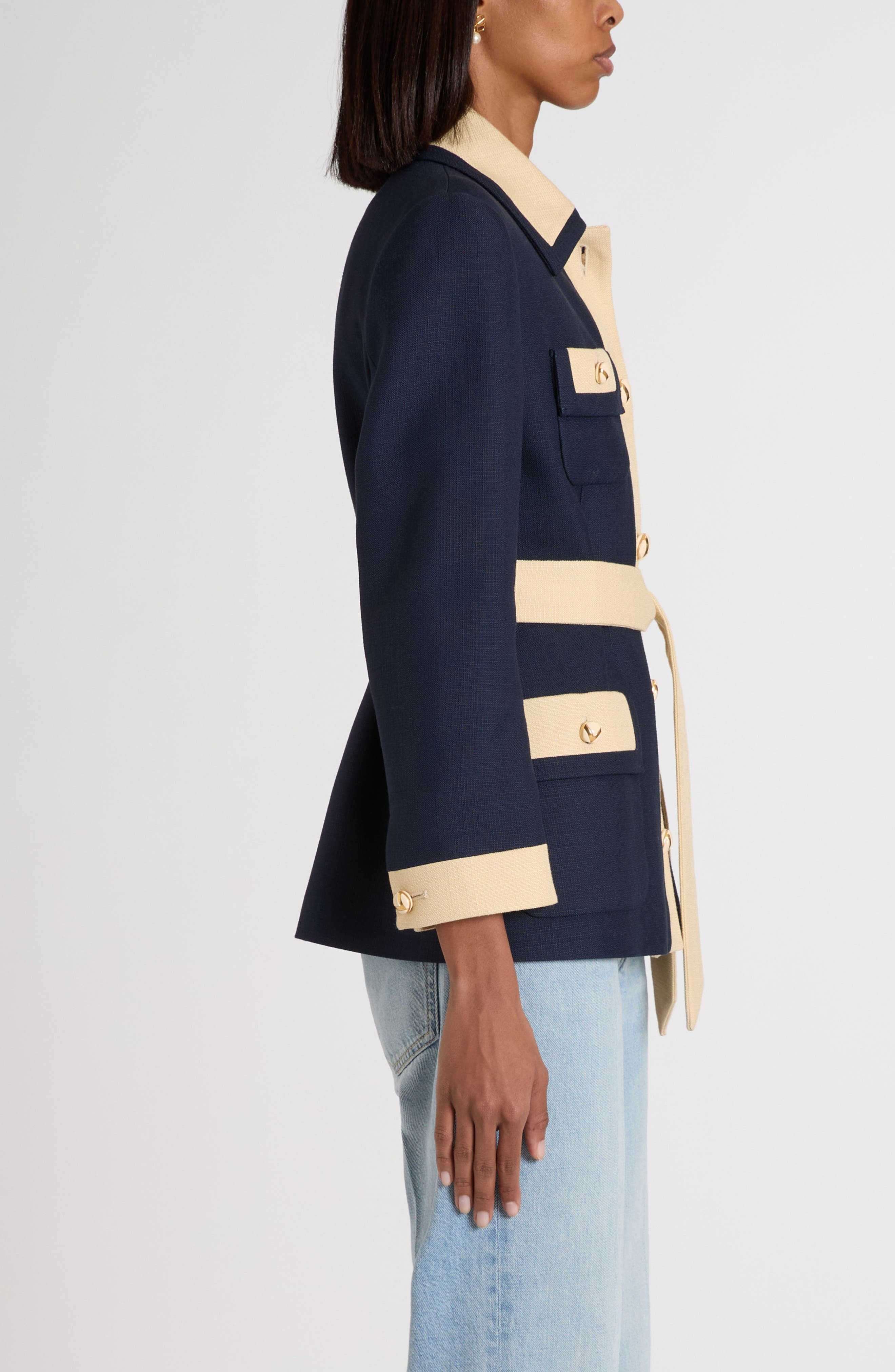 Valentino Garavani Caban Belted Jacket in Brown/Blue at Nordstrom - 4