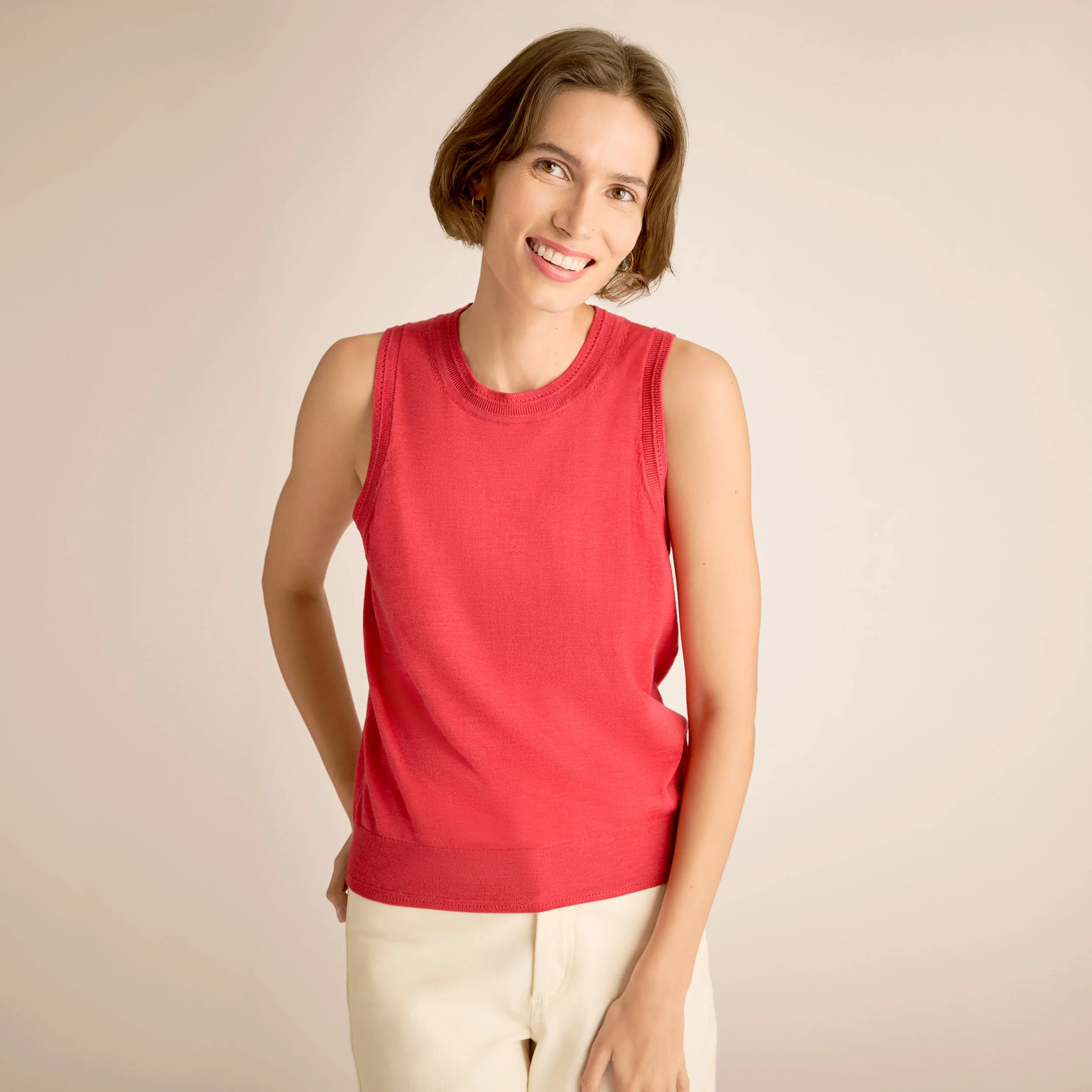 Jamie Pointelle Tank - Light Merino - 1