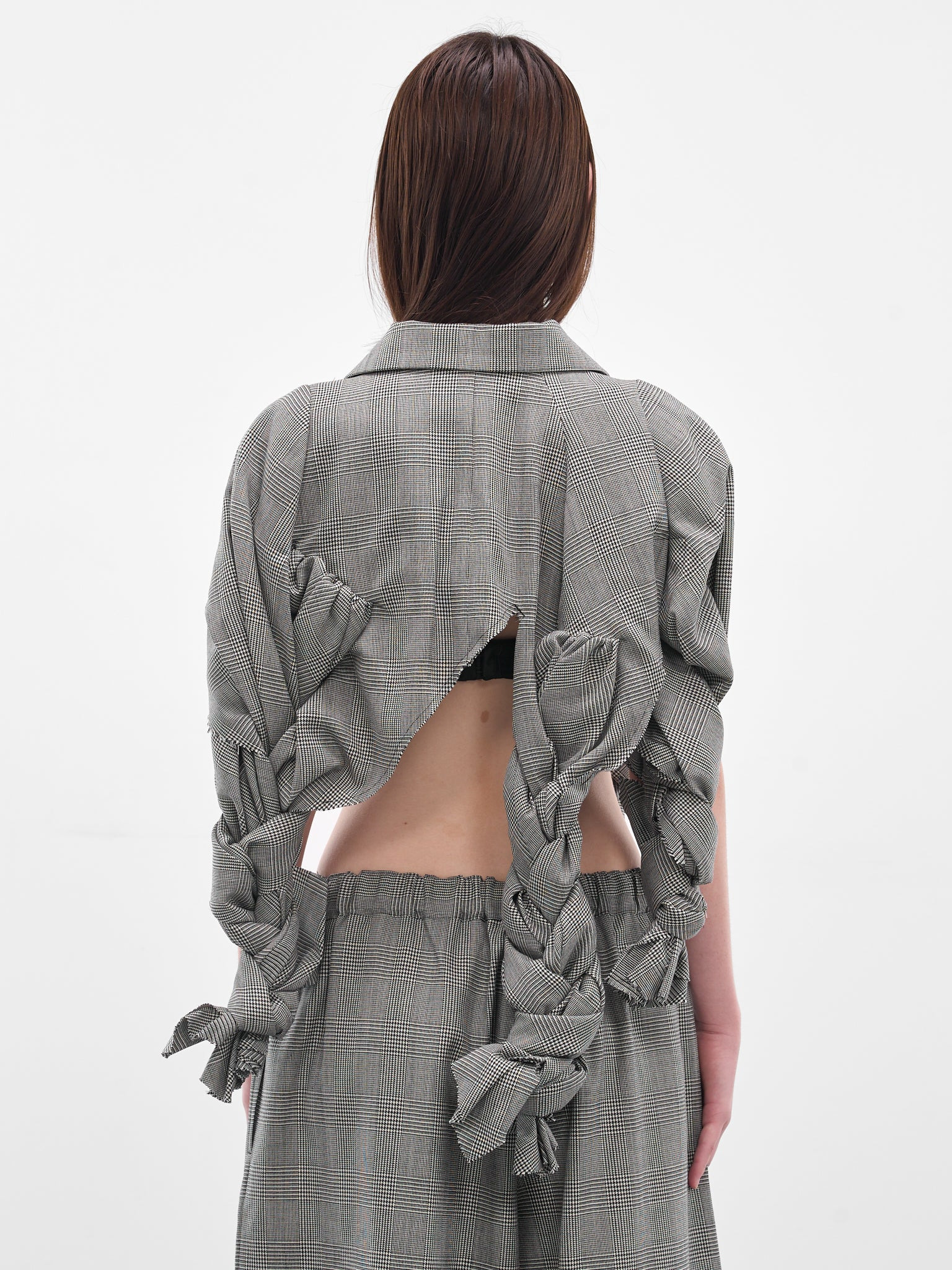 Gray Check Sculptural Braiding Blazer - 3