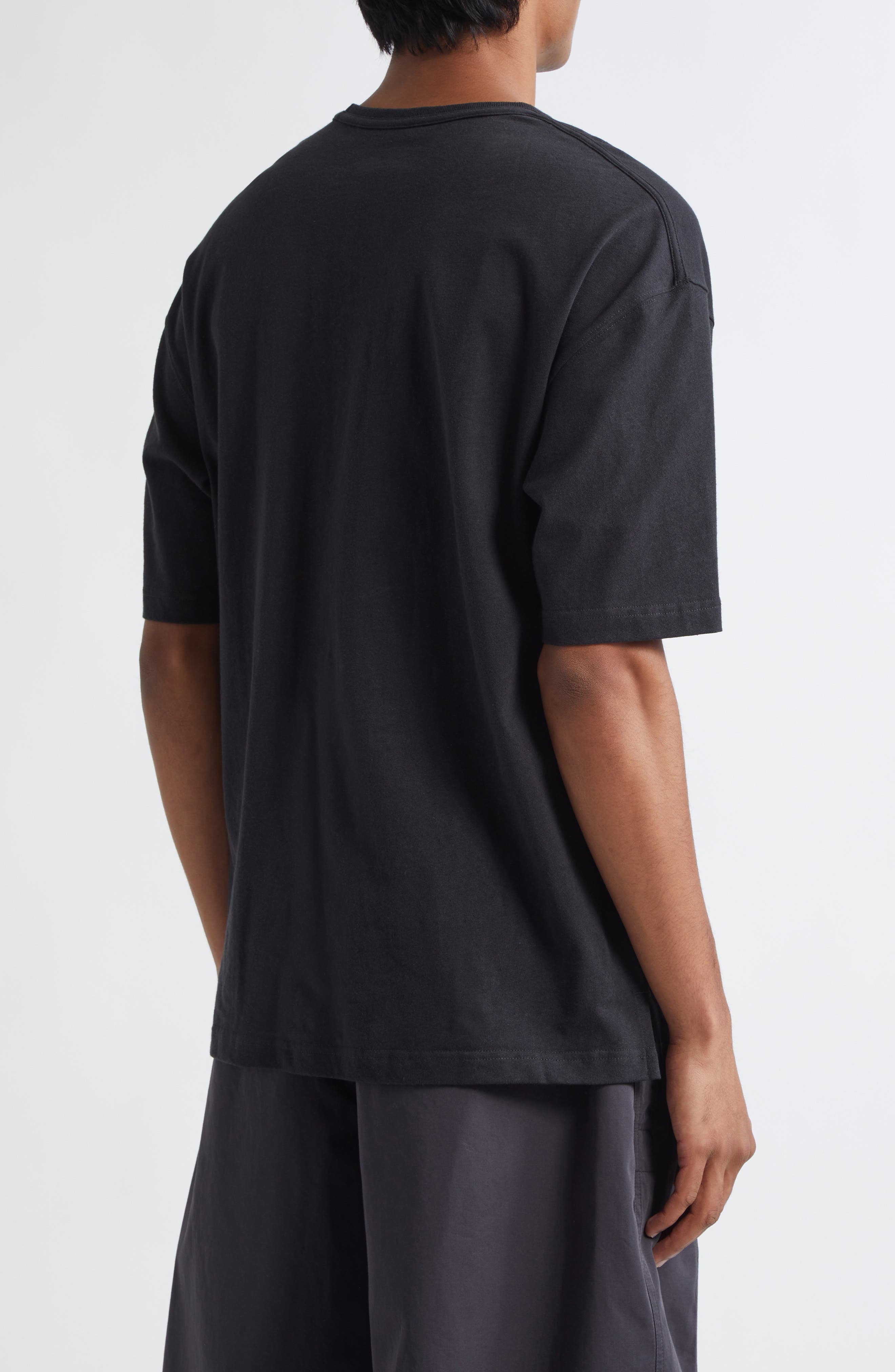 Lemaire Boxy Cotton & Linen T-Shirt in Jet Black at Nordstrom - 2