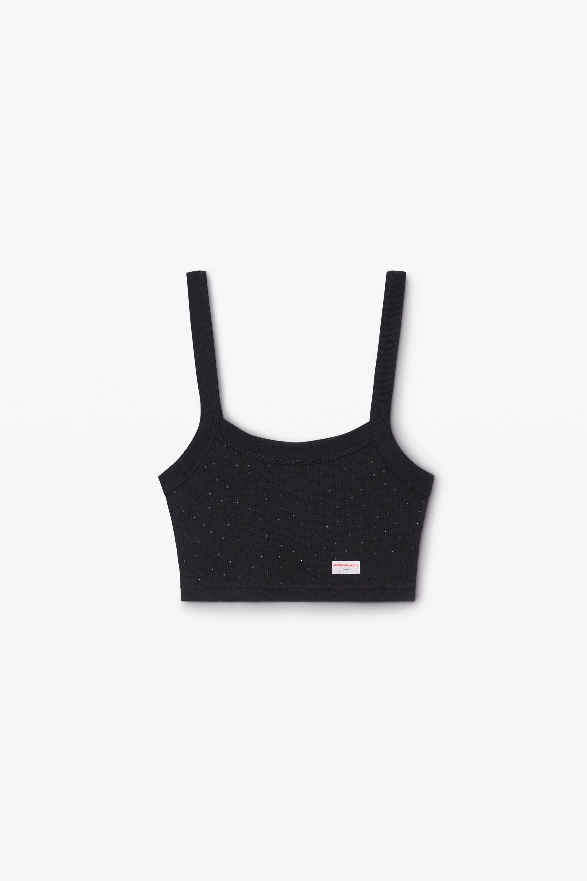 Crystal Hotfix Cropped Camisole in Waffle Knit - 1