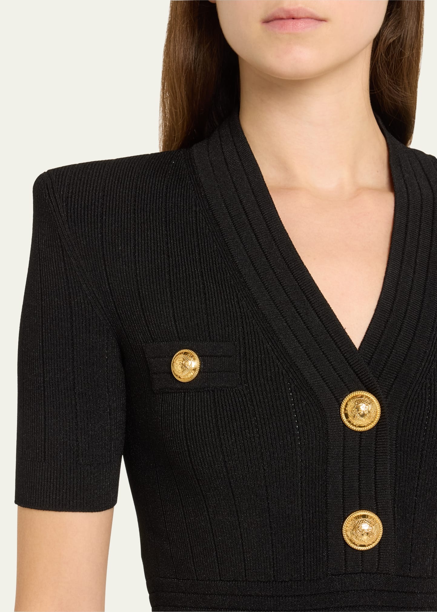 ワンピース BALMAIN V-NECKED KNITTED MINI DRESS Balmain V-neck knitted minidress | REVERSIBLE