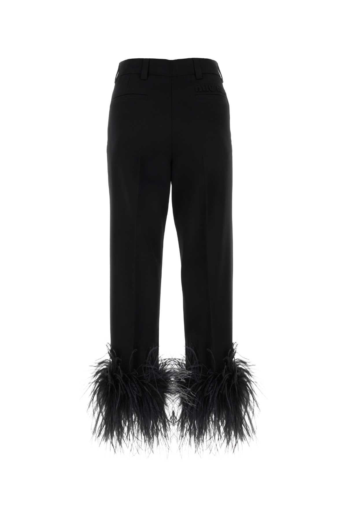 Miu Miu Women Black Stretch Grain De Poudre Pant - 2