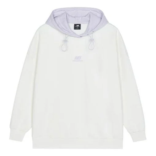 (WMNS) New Balance Logo Fleece Hoodie 'White Lilac' AWT13346-AS8 - 1