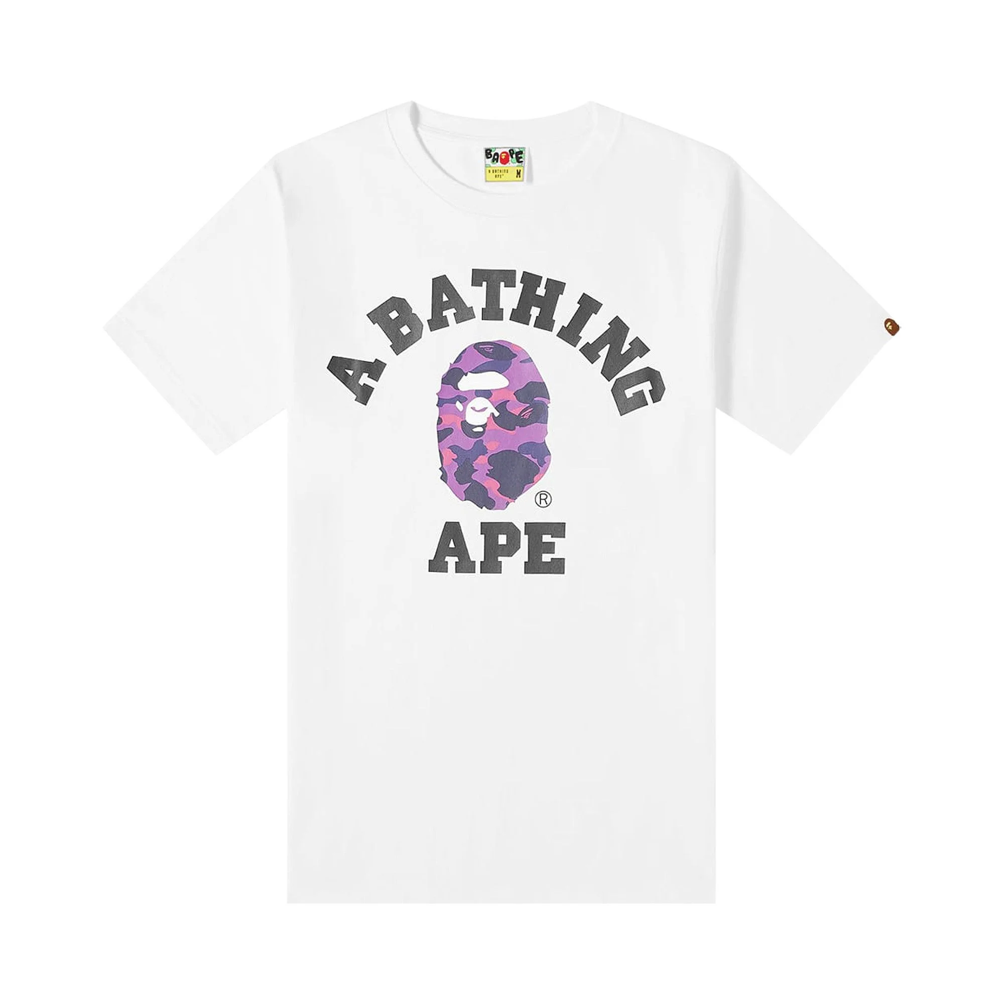 BAPE Color Camo College Tee 'White/Purple' - 1