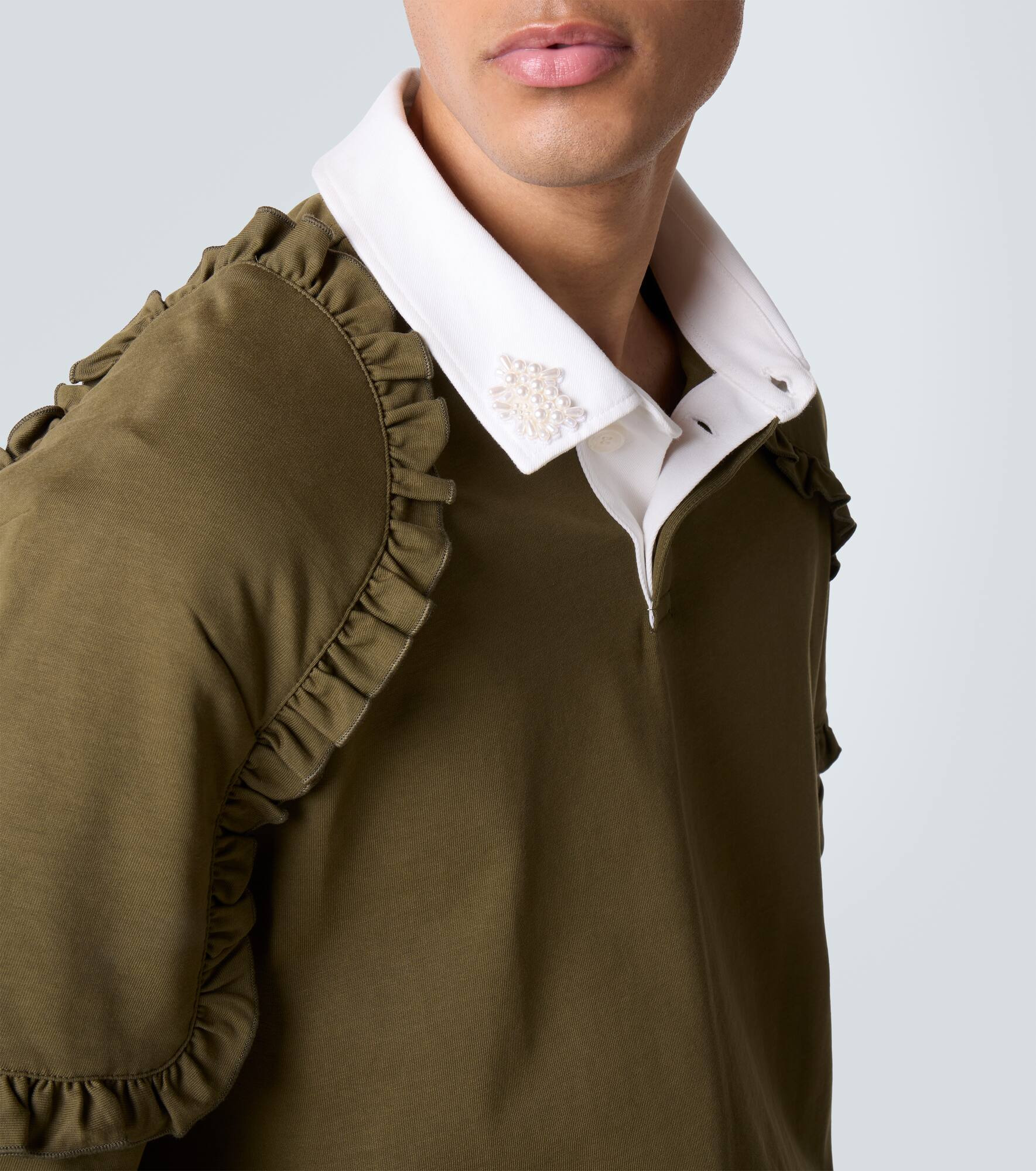Layered ruffled cotton jersey polo shirt - 7