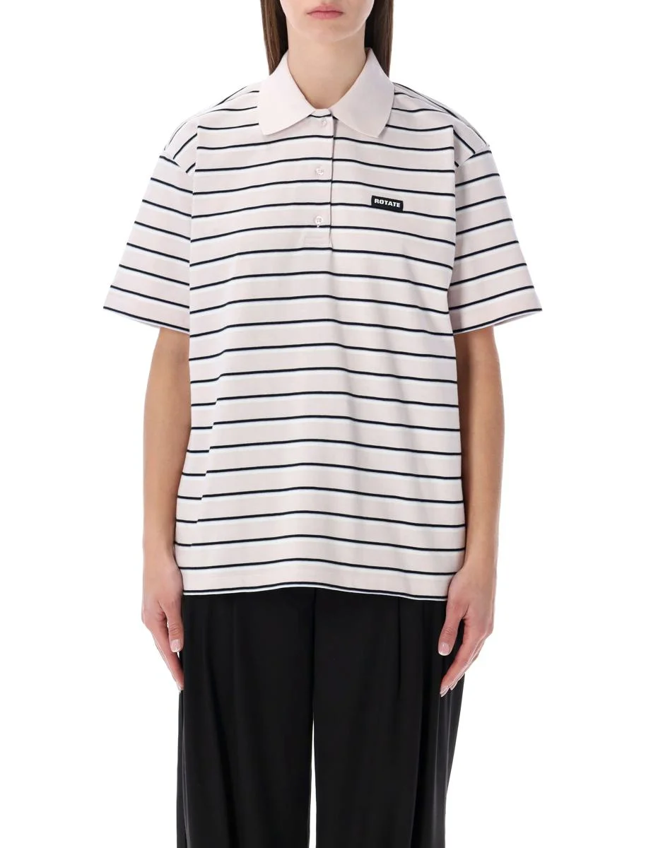 Rotate Birger Christensen Striped Organic-Cotton Jersey Polo - 1