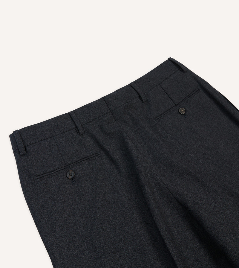 Charcoal Tropical Wool Flat Front Trouser 5