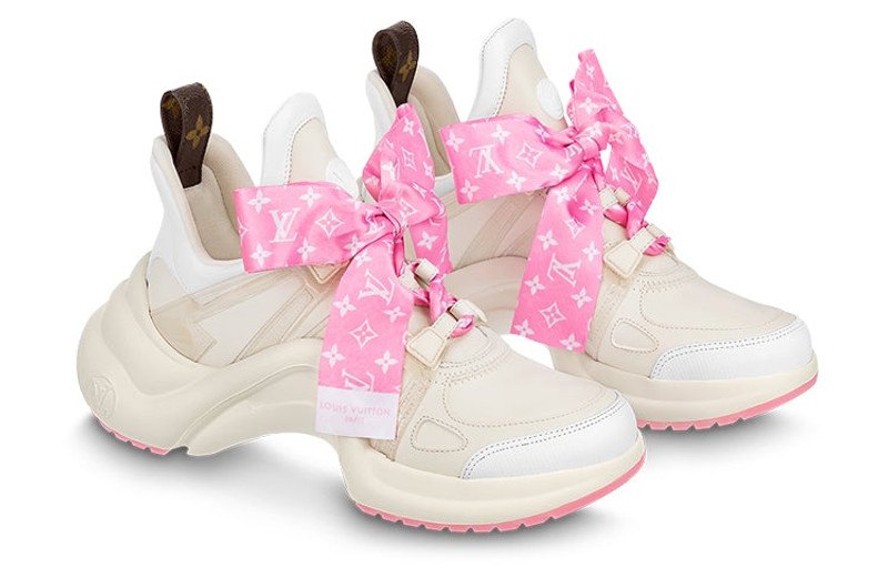Louis Vuitton (WMNS) LOUIS VUITTON Archlight 1.0 Sneakers 'Beige with Pink Monogram Ribbon' 1ABB68 outlook