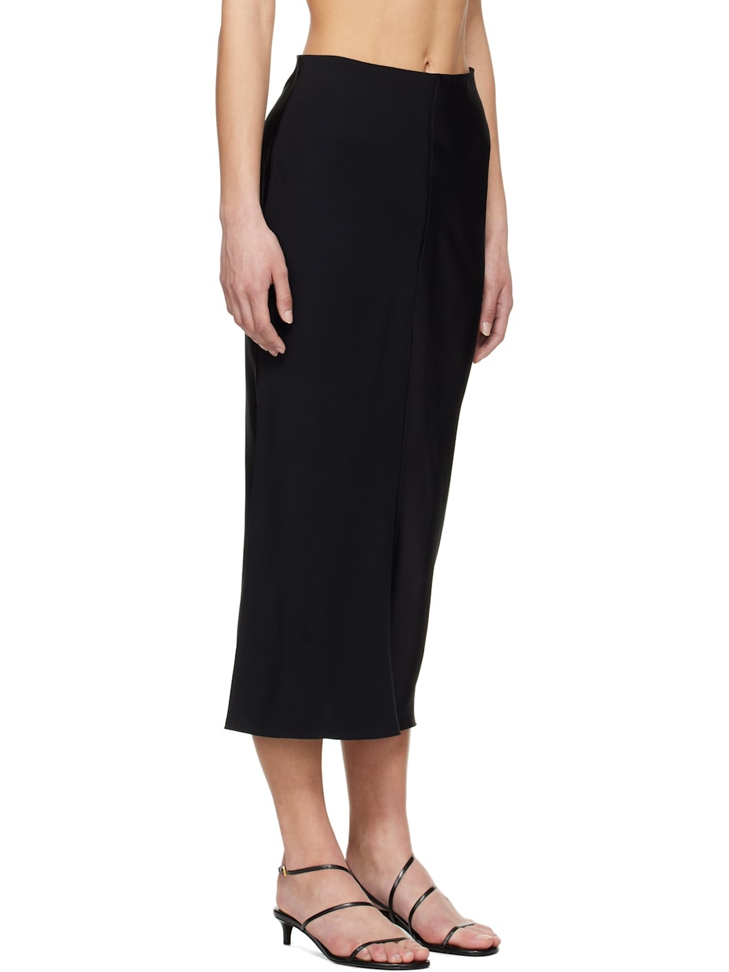 Black Straight Midi Skirt - 2
