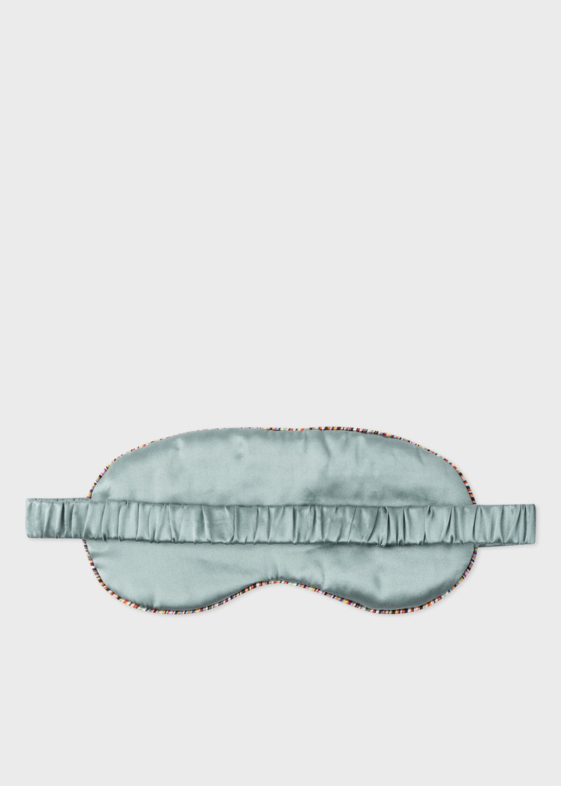 Paul Smith Teal Silk 'Signature Stripe' Eye Mask outlook