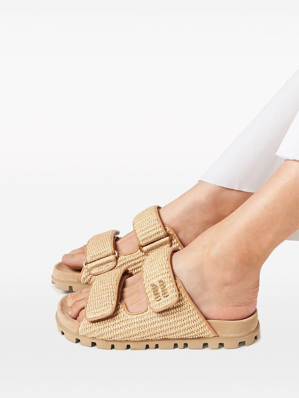 touch-strap raffia sandals - 5