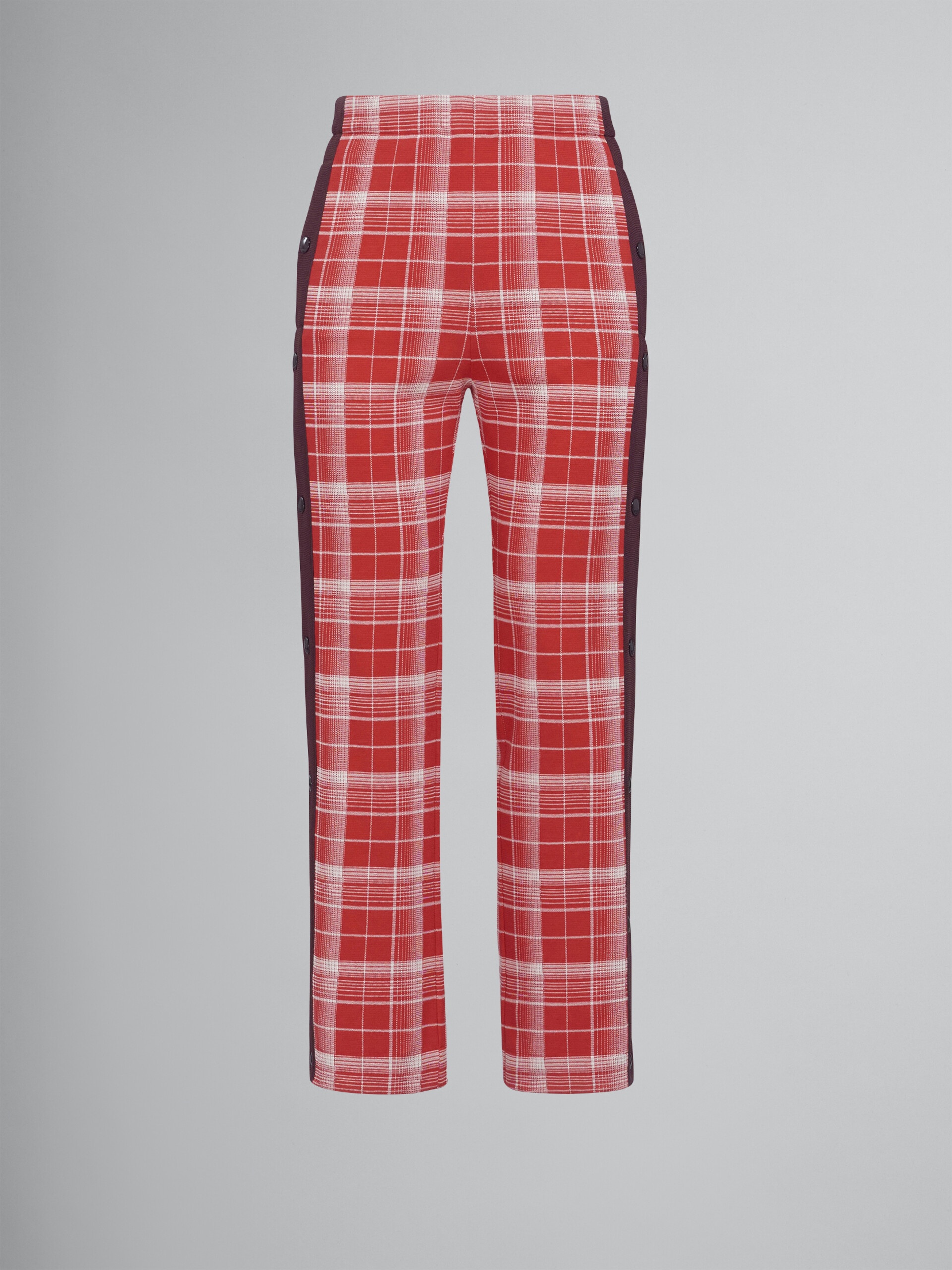 CHECK VISCOSE JERSEY PANTS - 1