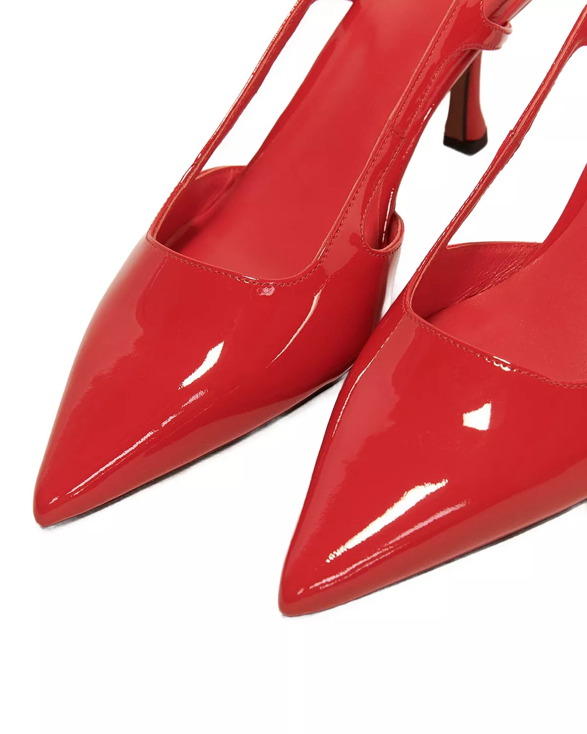 Women's Pointed Toe Patent Leather Slingback Pumps - 5
