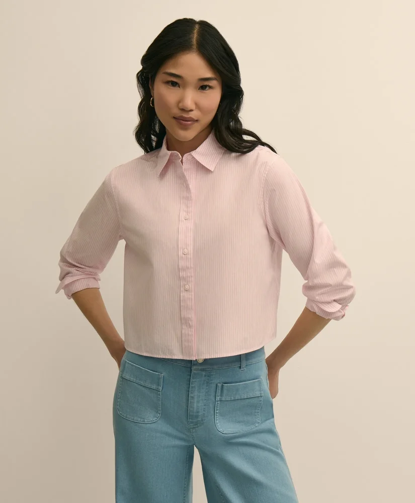 The Cropped Button-Down Striped Shirt - 1