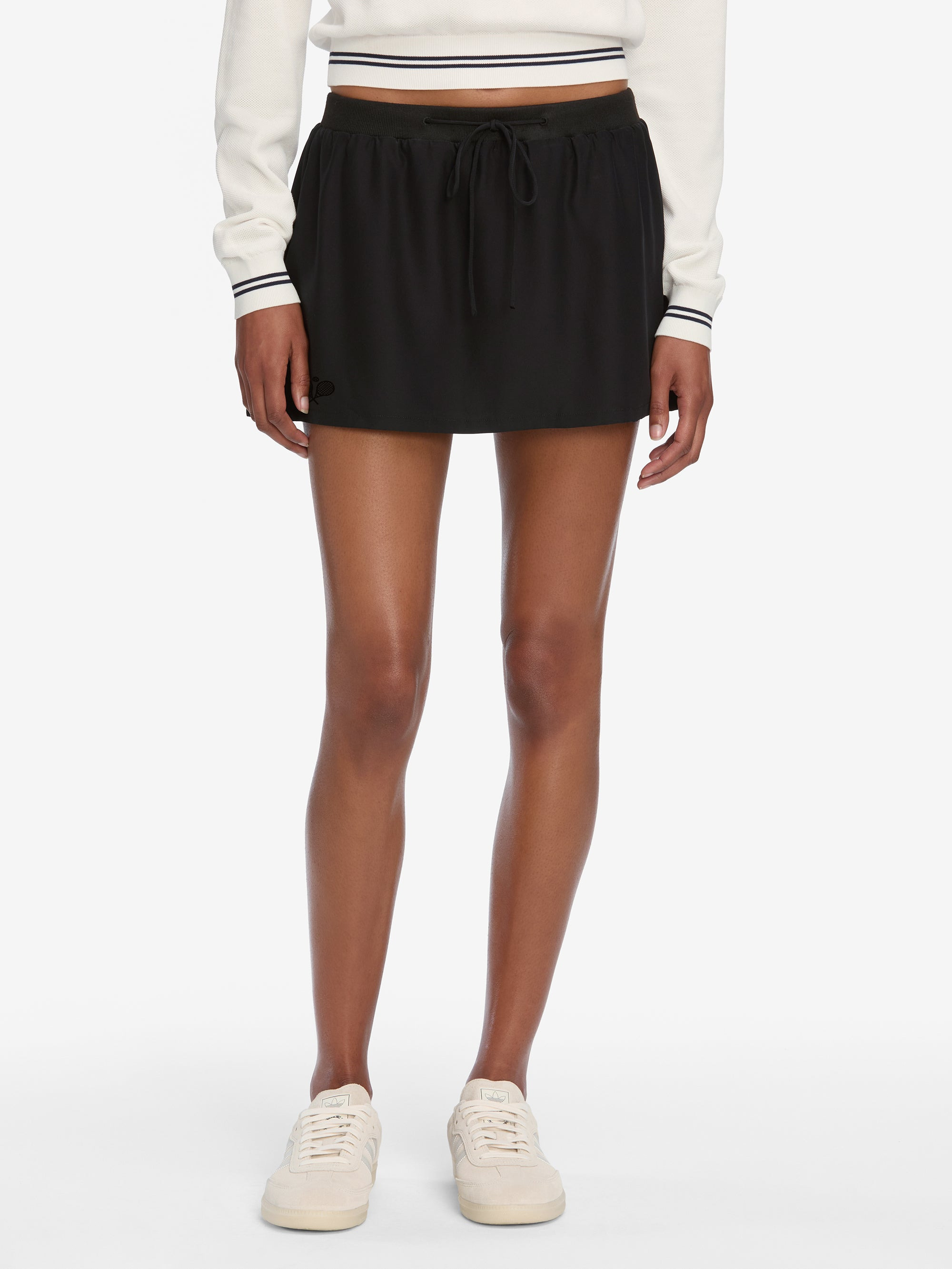 The Tennis Drawstring Skirt in Navy - 3