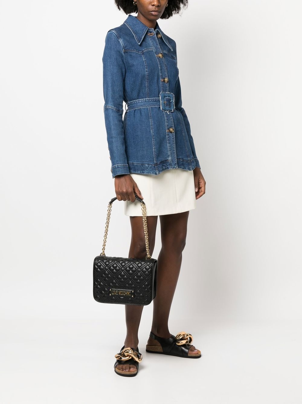logo-plaque quilted shoulder bag - 2