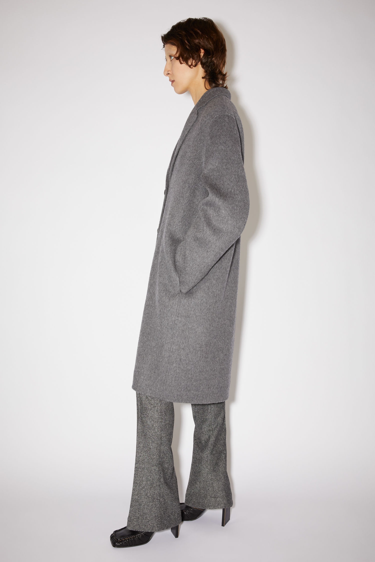 Single-breasted coat - Grey Melange - 4